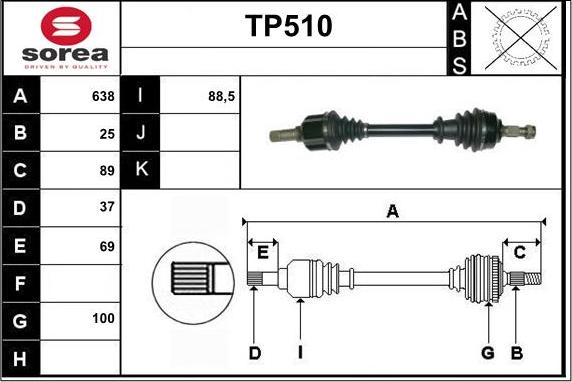 Sera TP510 - Приводной вал autospares.lv