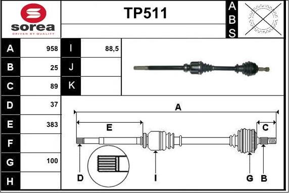 Sera TP511 - Приводной вал autospares.lv