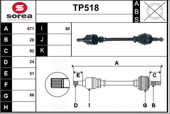 Sera TP518 - Приводной вал autospares.lv