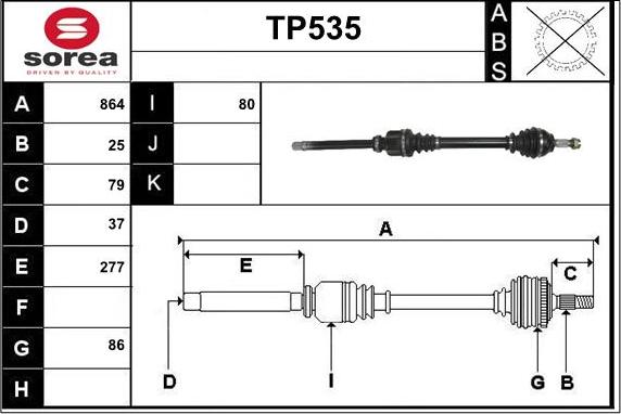 Sera TP535 - Приводной вал autospares.lv