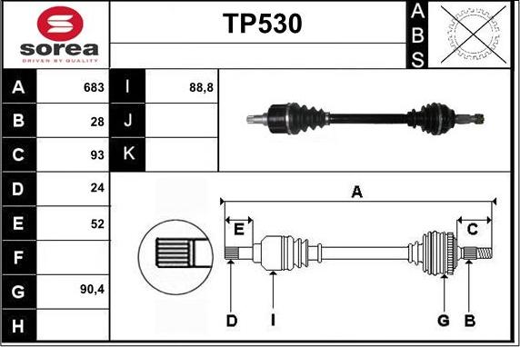 Sera TP530 - Приводной вал autospares.lv