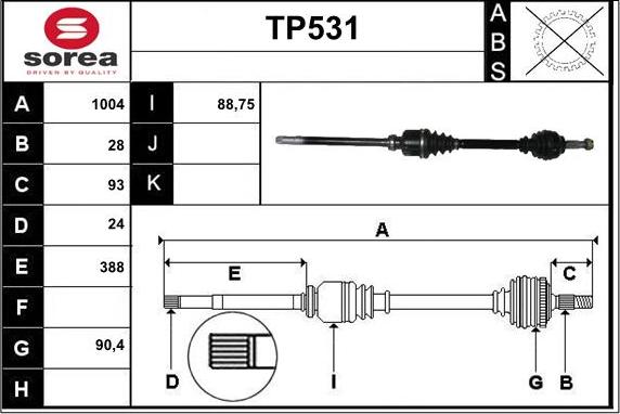 Sera TP531 - Приводной вал autospares.lv