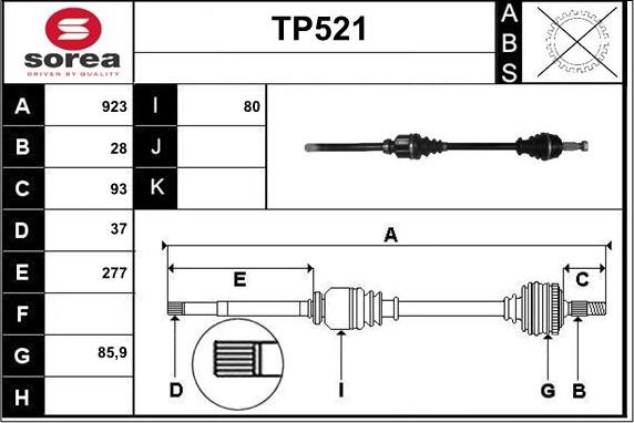 Sera TP521 - Приводной вал autospares.lv