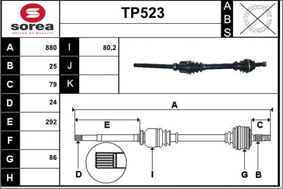 Sera TP523 - Приводной вал autospares.lv