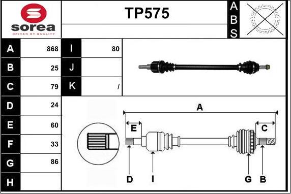 Sera TP575 - Приводной вал autospares.lv