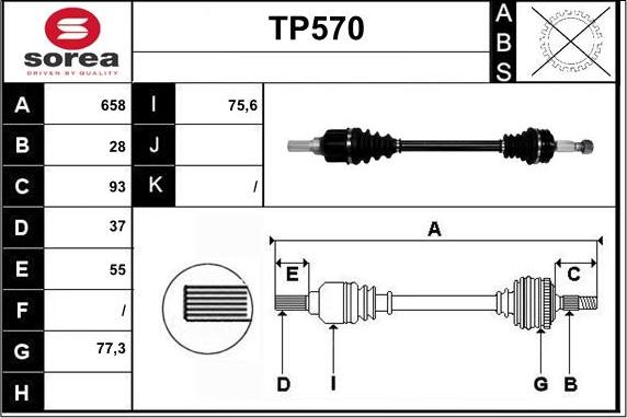 Sera TP570 - Приводной вал autospares.lv