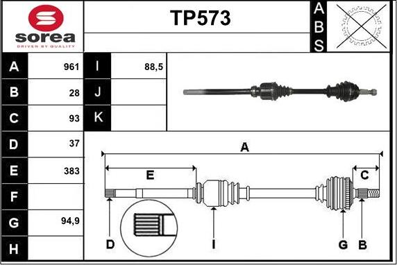 Sera TP573 - Приводной вал autospares.lv