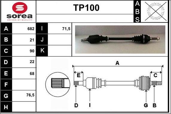 Sera TP100 - Приводной вал autospares.lv