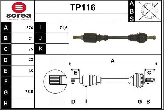 Sera TP116 - Приводной вал autospares.lv