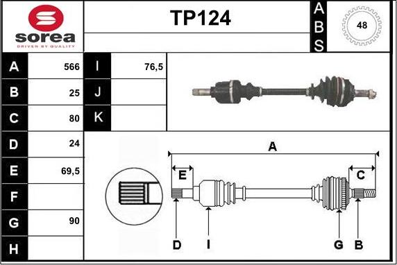 Sera TP124 - Приводной вал autospares.lv