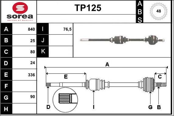 Sera TP125 - Приводной вал autospares.lv