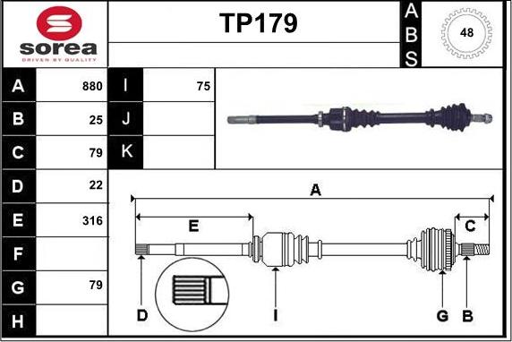 Sera TP179 - Приводной вал autospares.lv