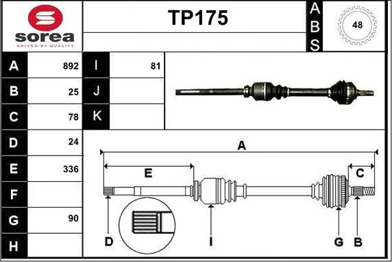 Sera TP175 - Приводной вал autospares.lv