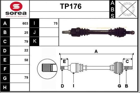 Sera TP176 - Приводной вал autospares.lv