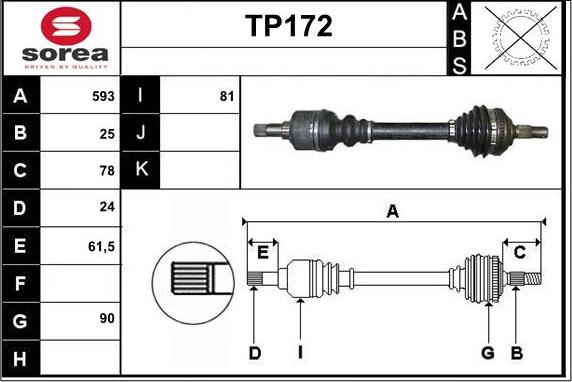 Sera TP172 - Приводной вал autospares.lv