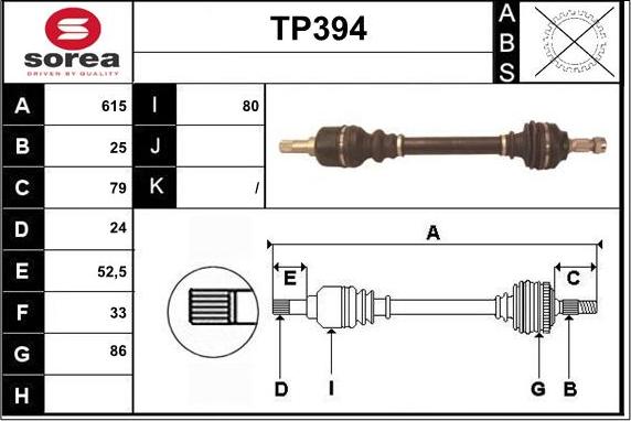 Sera TP394 - Приводной вал autospares.lv