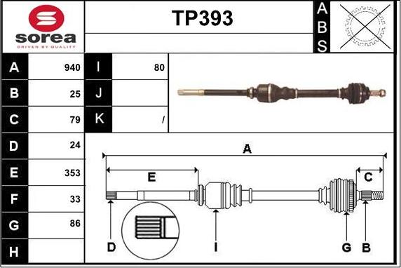 Sera TP393 - Приводной вал autospares.lv