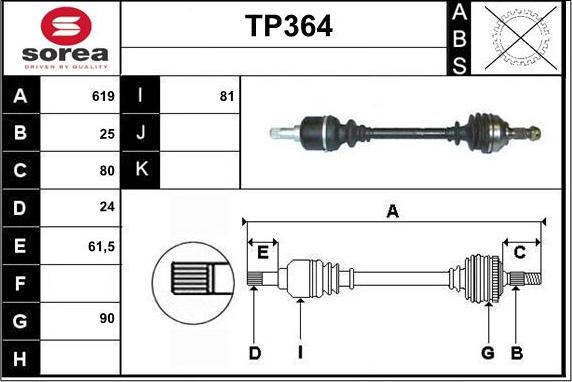 Sera TP364 - Приводной вал autospares.lv