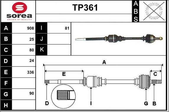 Sera TP361 - Приводной вал autospares.lv