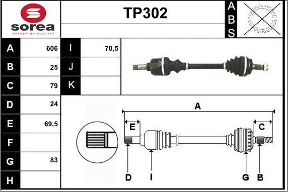 Sera TP302 - Приводной вал autospares.lv