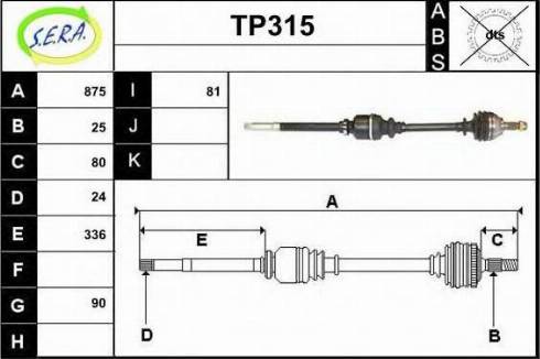 Sera TP315 - Приводной вал autospares.lv