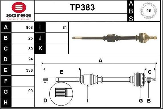 Sera TP383 - Приводной вал autospares.lv