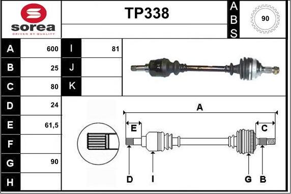 Sera TP338 - Приводной вал autospares.lv