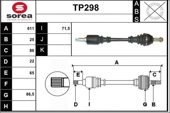 Sera TP298 - Приводной вал autospares.lv