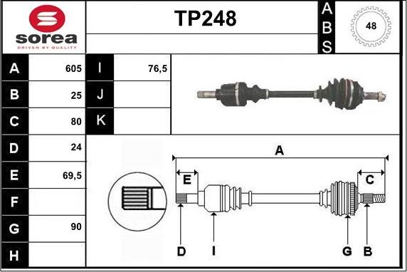 Sera TP248 - Приводной вал autospares.lv