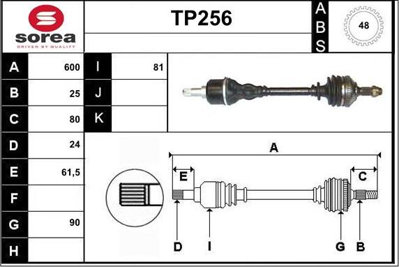 Sera TP256 - Приводной вал autospares.lv