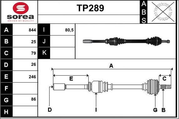 Sera TP289 - Приводной вал autospares.lv