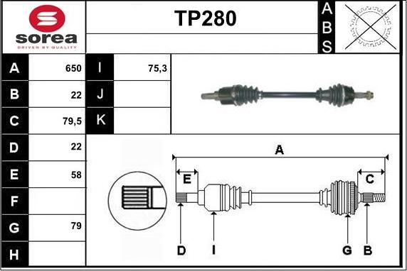 Sera TP280 - Приводной вал autospares.lv