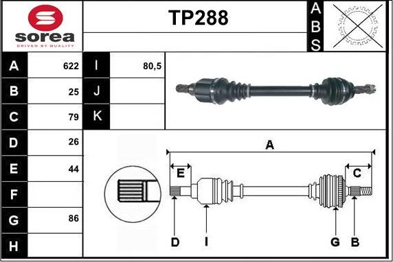 Sera TP288 - Приводной вал autospares.lv