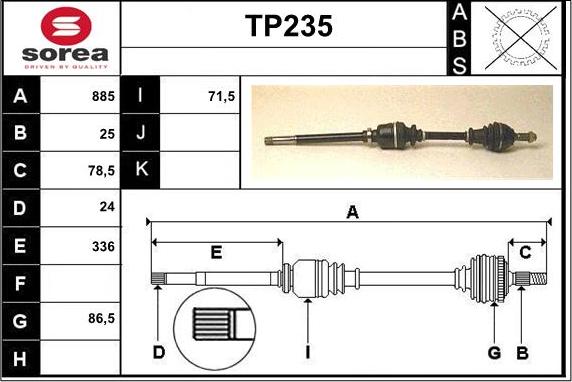 Sera TP235 - Приводной вал autospares.lv