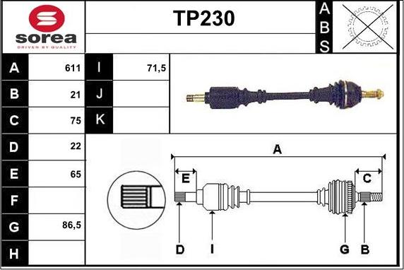 Sera TP230 - Приводной вал autospares.lv