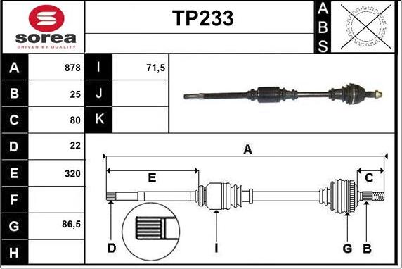 Sera TP233 - Приводной вал autospares.lv