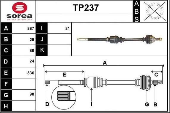 Sera TP237 - Приводной вал autospares.lv