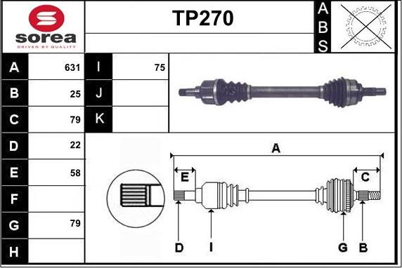 Sera TP270 - Приводной вал autospares.lv