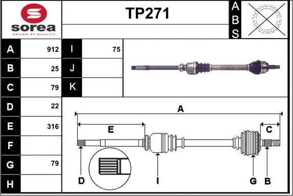 Sera TP271 - Приводной вал autospares.lv