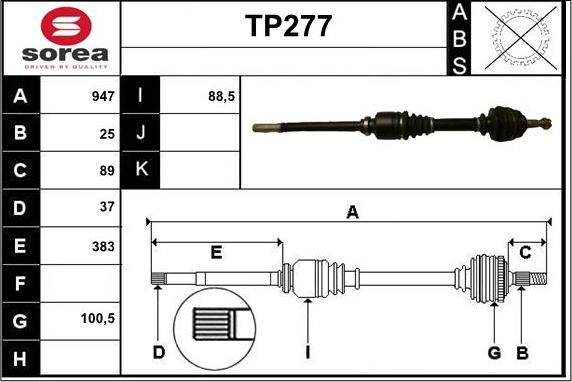 Sera TP277 - Приводной вал autospares.lv