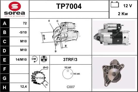 Sera TP7004 - Стартер autospares.lv