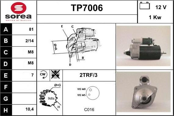 Sera TP7006 - Стартер autospares.lv