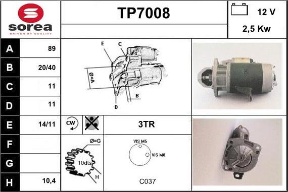 Sera TP7008 - Стартер autospares.lv