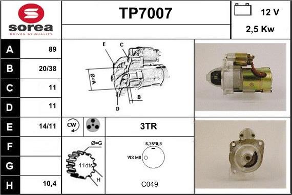 Sera TP7007 - Стартер autospares.lv