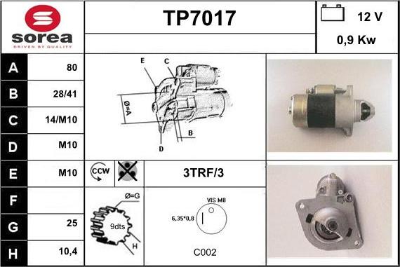 Sera TP7017 - Стартер autospares.lv