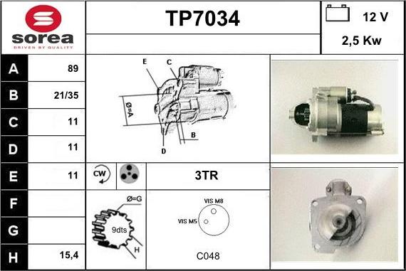 Sera TP7034 - Стартер autospares.lv