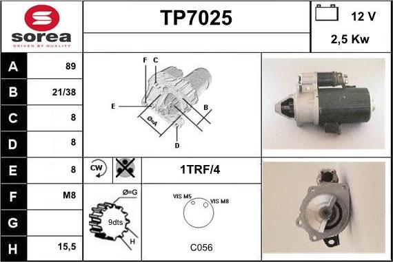 Sera TP7025 - Стартер autospares.lv