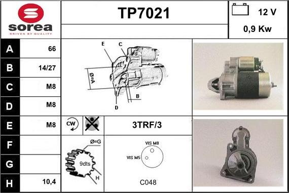 Sera TP7021 - Стартер autospares.lv