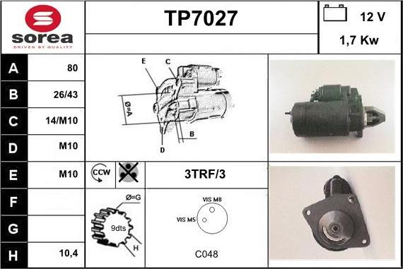 Sera TP7027 - Стартер autospares.lv