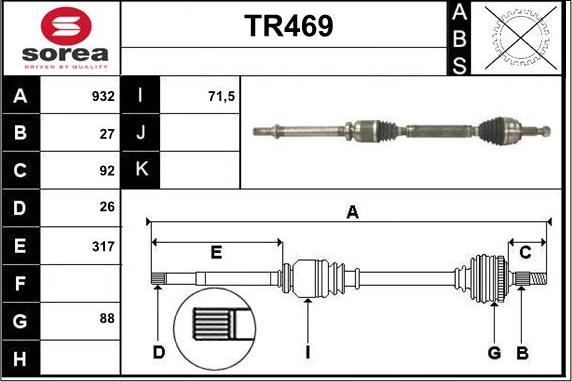 Sera TR469 - Приводной вал autospares.lv